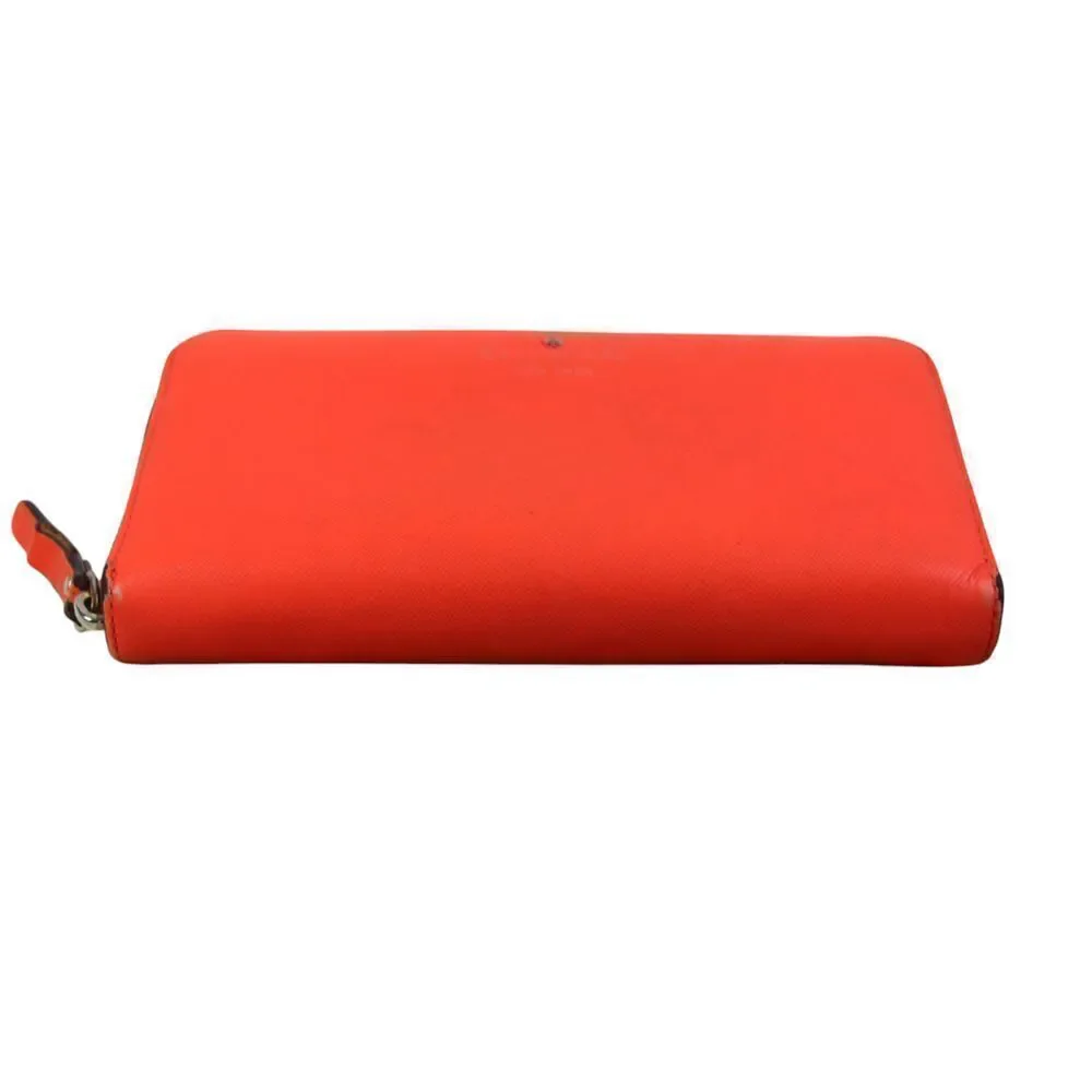 kate spade new york RED GENUINE LEATHER LOGO ZIP AROUND ID CARD WALLET CLUTCH
